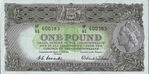 Australia N.D. 1 Pound.

Commonwealth Bank of Australia type. Banknote