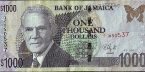 Jamaica 2010 1,000 Dollars. Banknote