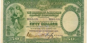 HSBC Hong Kong 1930 $50 Banknote