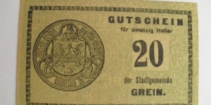 AUSTRIA NOTGELD 20HELLER Banknote