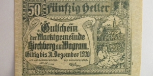 AUSTRIAN NOTGELD 50 HELLER Banknote