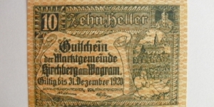 AUSTRIAN NOTGELD 10 HELLER Banknote