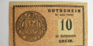 AUSTRIAN NOTGELD 10 HELLER Banknote