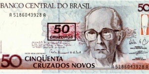 50 Cruzeiros (Surcharged) Banknote