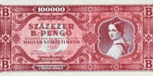 100.000 B-Pengö Banknote