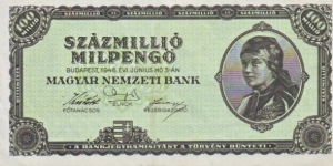 100 Million Milpengö Banknote