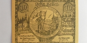 Austrian notgeld. Year: 1920. Value: 10 heller.  Banknote