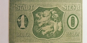 Austrian notgeld. Year: 1920. Value: 10 heller.  Banknote