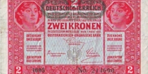 Austro-Hungarian Empire 2 Kronen Banknote