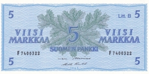 Finland P99a (5 markkaa 1963) Banknote