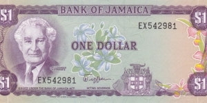 Jamaica P64a (1 dollar ND 1982-1986) Banknote