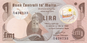 Malta P34b (1 lira L1967 (1979)) Banknote