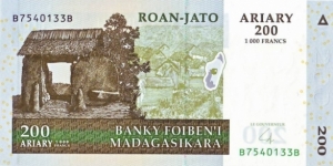 200 Ariary - 1000 Francs Banknote