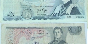 5 Pounds. JB Page signature. Duke of Wellington & Battle of Spain. Banknote
