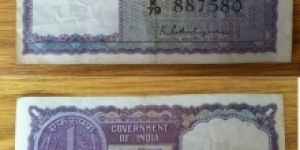 1 Rupee. KG Ambegaonkaer signature. Blue note. Banknote