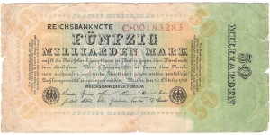 50.000.000.000 Mark (Weimar Republic) Banknote