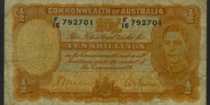 1939 10 Shilling Note with Sheehan & Mcfarlane signatures. Banknote