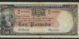 1960 Ten Pound note. Legend changed to read 