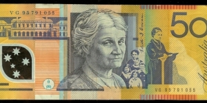 1995 Fifty Dollar polymer note. Last Prefix for 1995 series VG95 prefix. Scarce in VF condition. Banknote