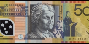 2009 $50 polymer note. Semi solid serials 888886.  Banknote