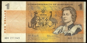 1966 $1 note. ABC prefix. Banknote