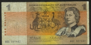 1967 One Dollar note. First prefix AGE with Coombs & Randall signatures. Note is well circulated but VERY SCARCE. Banknote