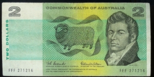 1966 $2 note. Solid Prefix FFF. Circulated condition. Banknote