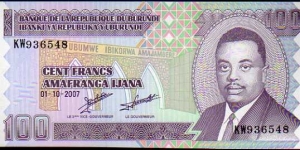 100 Francs / Amafranga__pk# 37 f__01.10.2007 Banknote