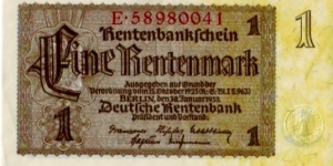 1 Rentenmark Banknote