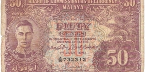 50 Cents(Malaya 1941) Banknote