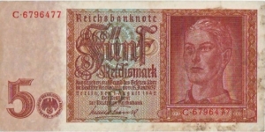 5 Reichsmark (3rd Reich) Banknote