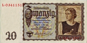 20 Reichsmark (3rd Reich) Banknote