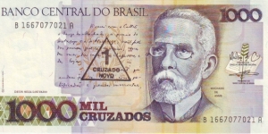  1 Cruzado on 1000 Cruzados Banknote