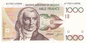 Belgium P144a (1000 francs ND 1980-96) Banknote