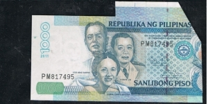 Philippine error Note
Cut error Banknote