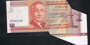 50 Pesos Philippine Banknote Error
Fold error which cost misplaced Serial and excess 