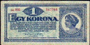 1 Korona / Krone / Coroana / Koruna / Kruna__pk# 57__01.01.1920 Banknote