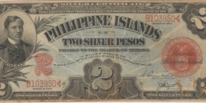 RARE 32b 1906 2 Peso note. Banknote