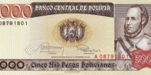  5000 Bolivianos Banknote