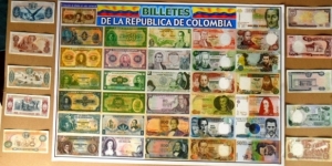 COLOMBIA 10 BANKNOTES UNCIRCULATED-SET 10 UNITS-and POSTER FOR SALE 35 Banknote