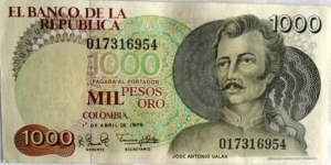 1.000 pesos 1979 Galan p421 cat 302 Banknote