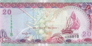 Maldives P20b (20 rufiyaa 2008) Banknote