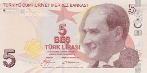 Turkey P222 (5 lira 2009) Banknote