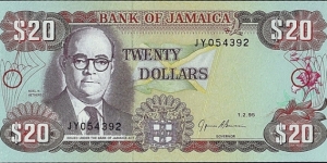 Jamaica 1995 20 Dollars. Banknote