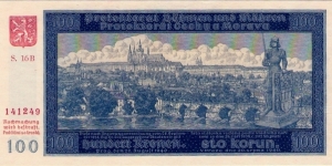 100 Korun, NOT SPECIMEN, Bohemia and Moravia, Nazi Puppet State/Territory Banknote