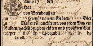 Austria__ Bohemia__ brewing tax receipt 1739,handmade paper, printed on one side, size 110x75mm__pk# NL Banknote