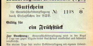 Bavaria, Eschenbach __Upper Palatinate__pk# NL__ Food Office, voucher for use by catering kitchens of RSB oD (3rd Reich), Valid for breakfast Banknote