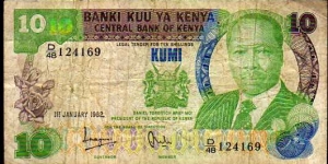 10 Shilingi / Shillings__
pk# 20 b__
01.01.1982 Banknote