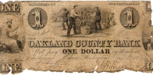 $1 note of the Oakland County Bank, Pontiac, Michigan Banknote