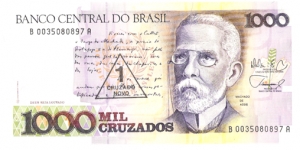 1 Cruzado Novo on 1000 Cruzados Banknote